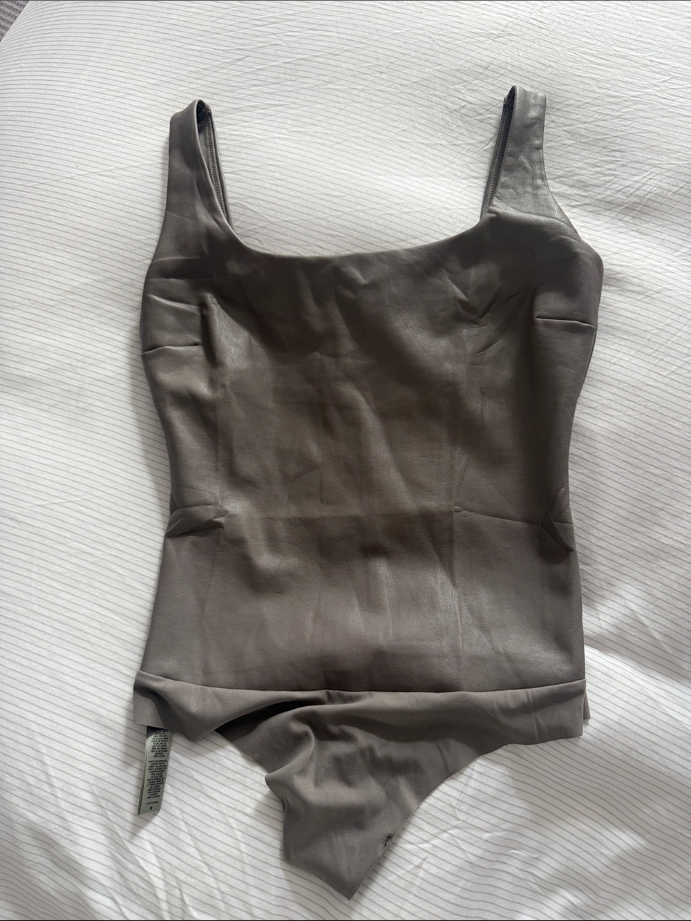 SKIMS Grey Sculpting Leather Seamless Tank Bodysuit